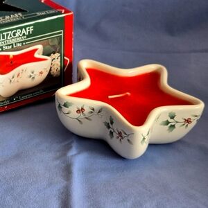 Pfaltzgraff Winterberry Candle, Christmas Star Lite Holly Berries NIB